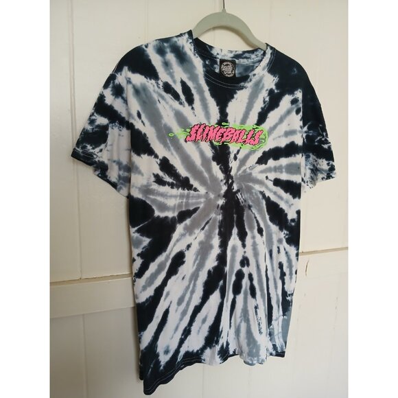 Santa Cruz T Shirt Slime Balls Graphic 2-sided Tie Dye Mens M Black White - Picture 6 of 14